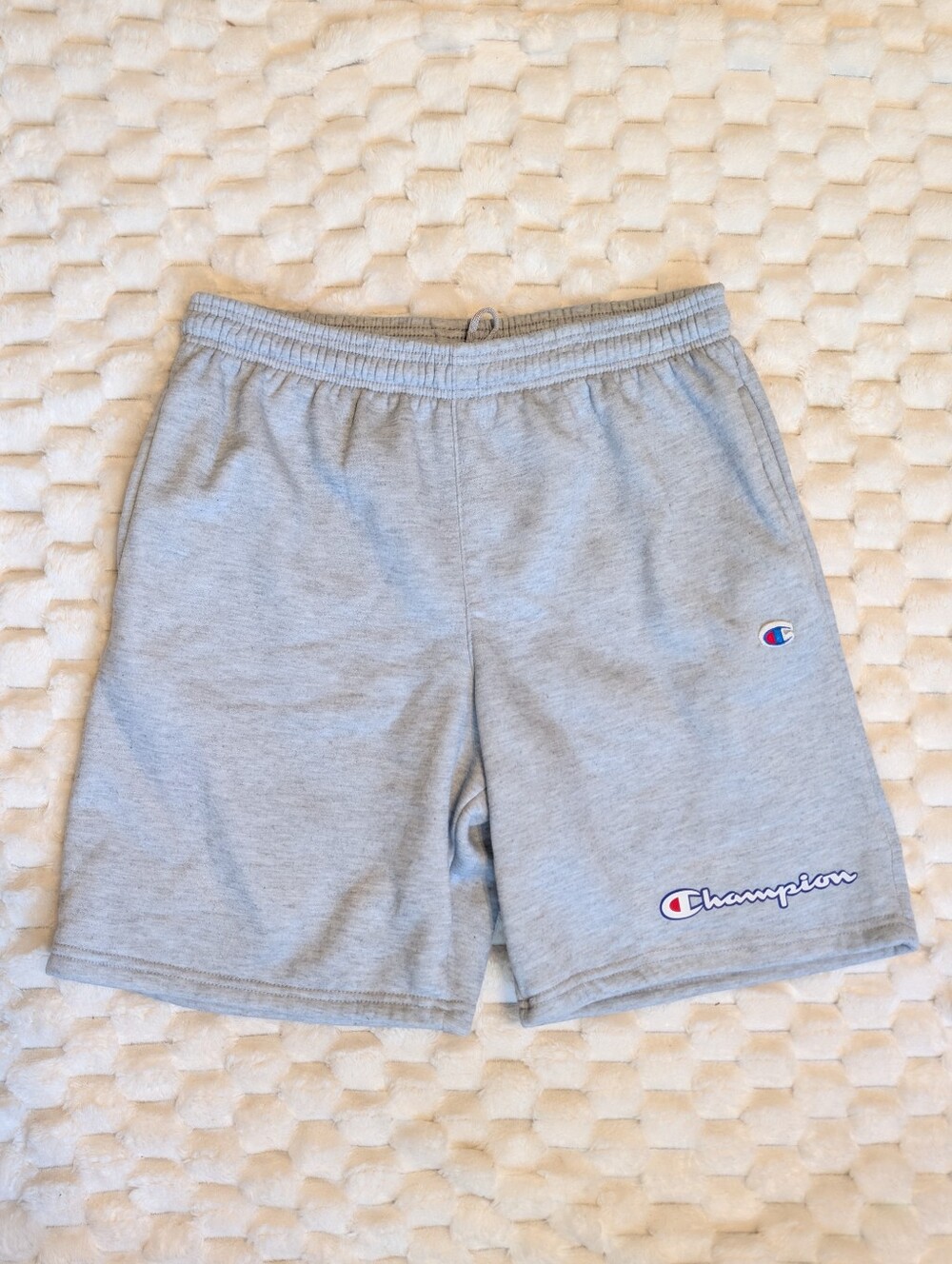 Champion Heather Gray Fleece Sweat Shorts Embroidered Script Logo Plus Size 2XL